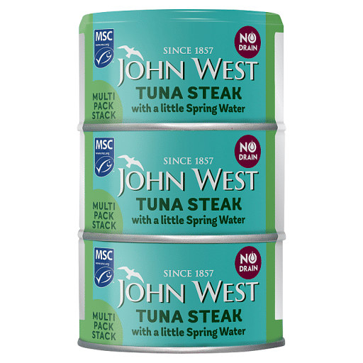 John West No Drain Tuna Steak with a Little Spring Water MSC 3x100g