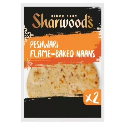 Sharwood's 2 Peshwari Flame-Baked Naan Breads