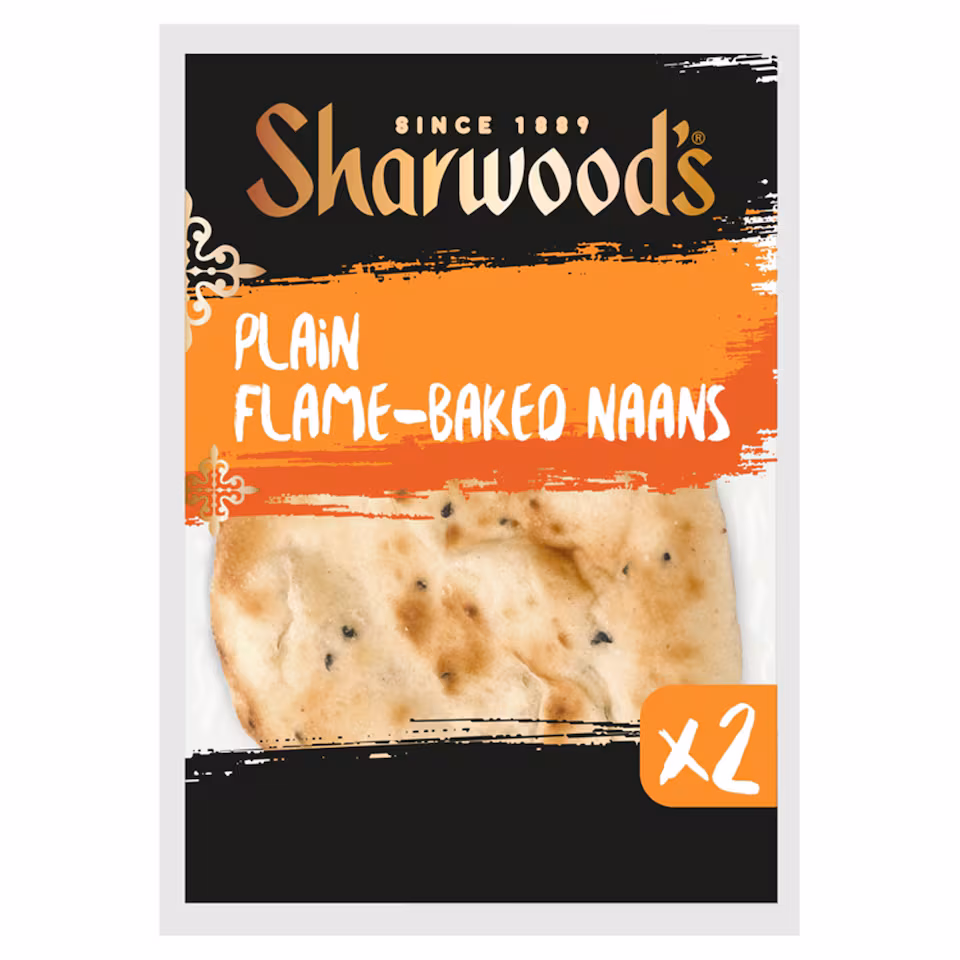 Sharwood's Plain Flame-Baked Naans 2 Pack
