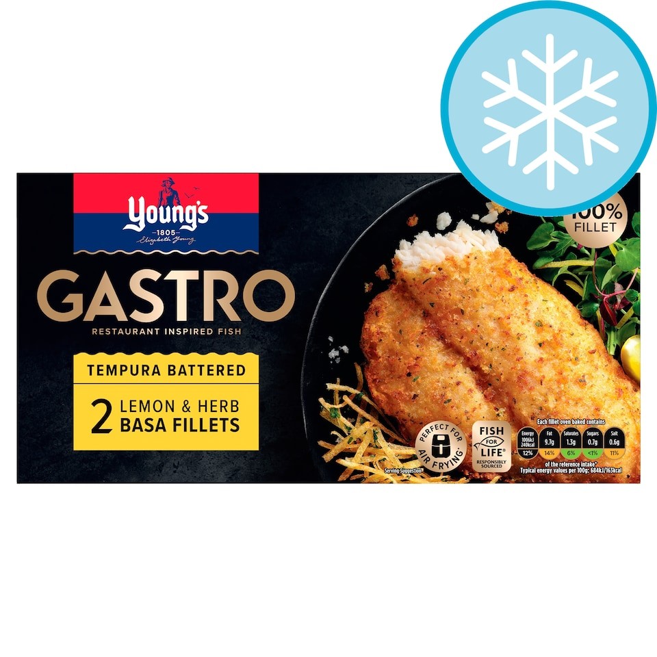 Youngs Gastro 2 Crispy Lemon Basa Fillets 310G