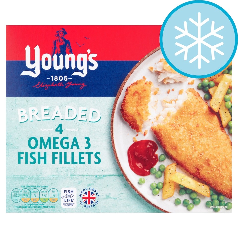 Young's Breaded 4 Omega 3 Fish Fillets 400g