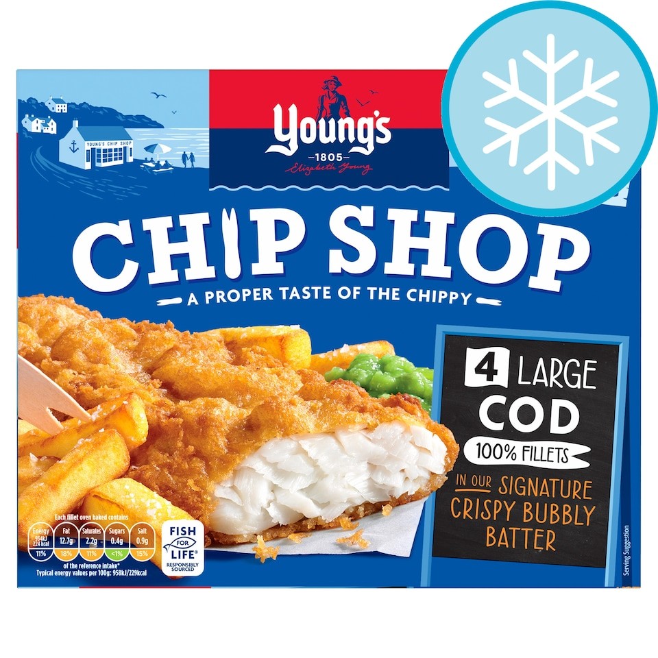 Youngs Chip Shop 4 Large Cod Fillets 440G