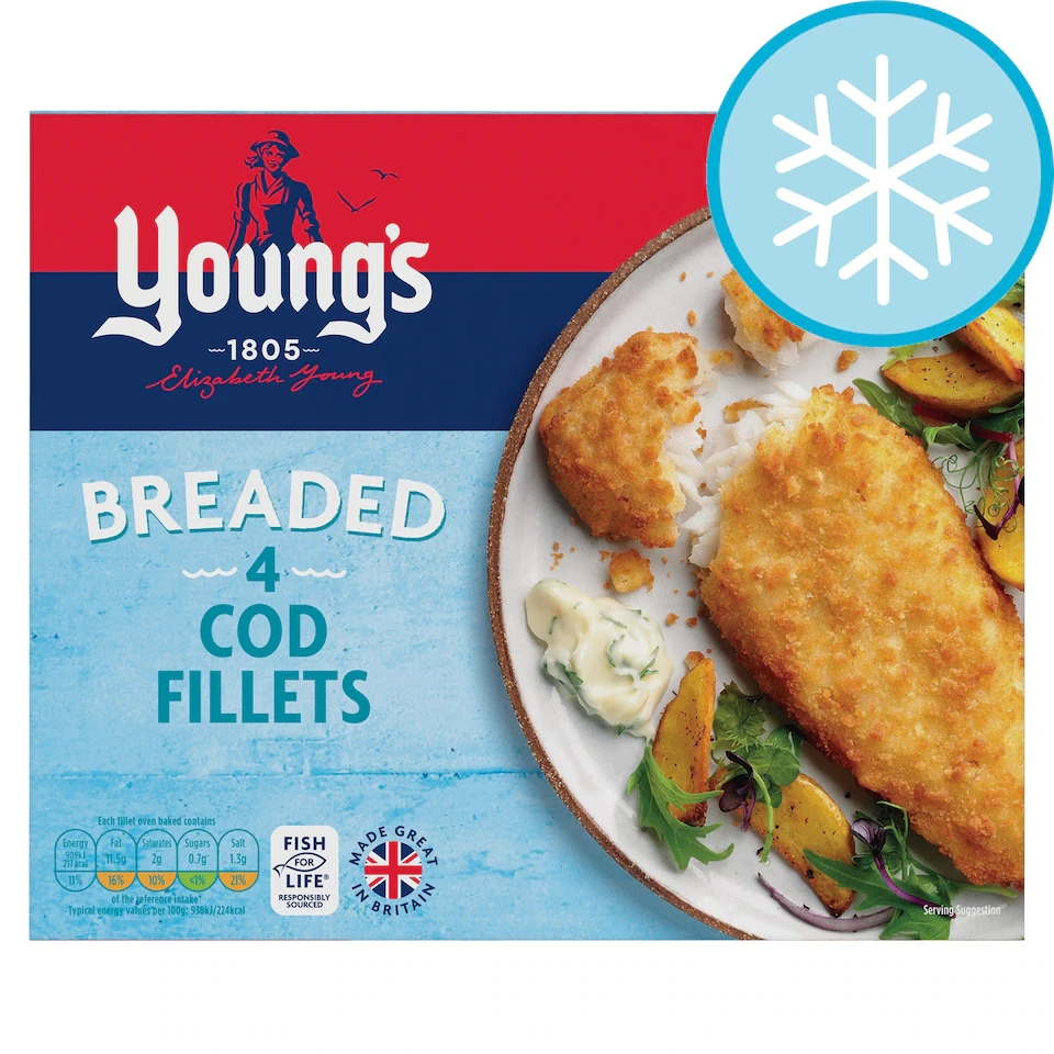 Young's Breaded 4 Cod Fillets 400g