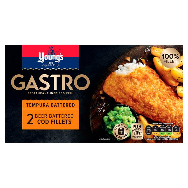 Young's Gastro Tempura Beer Battered Cod Fillets x2 270g