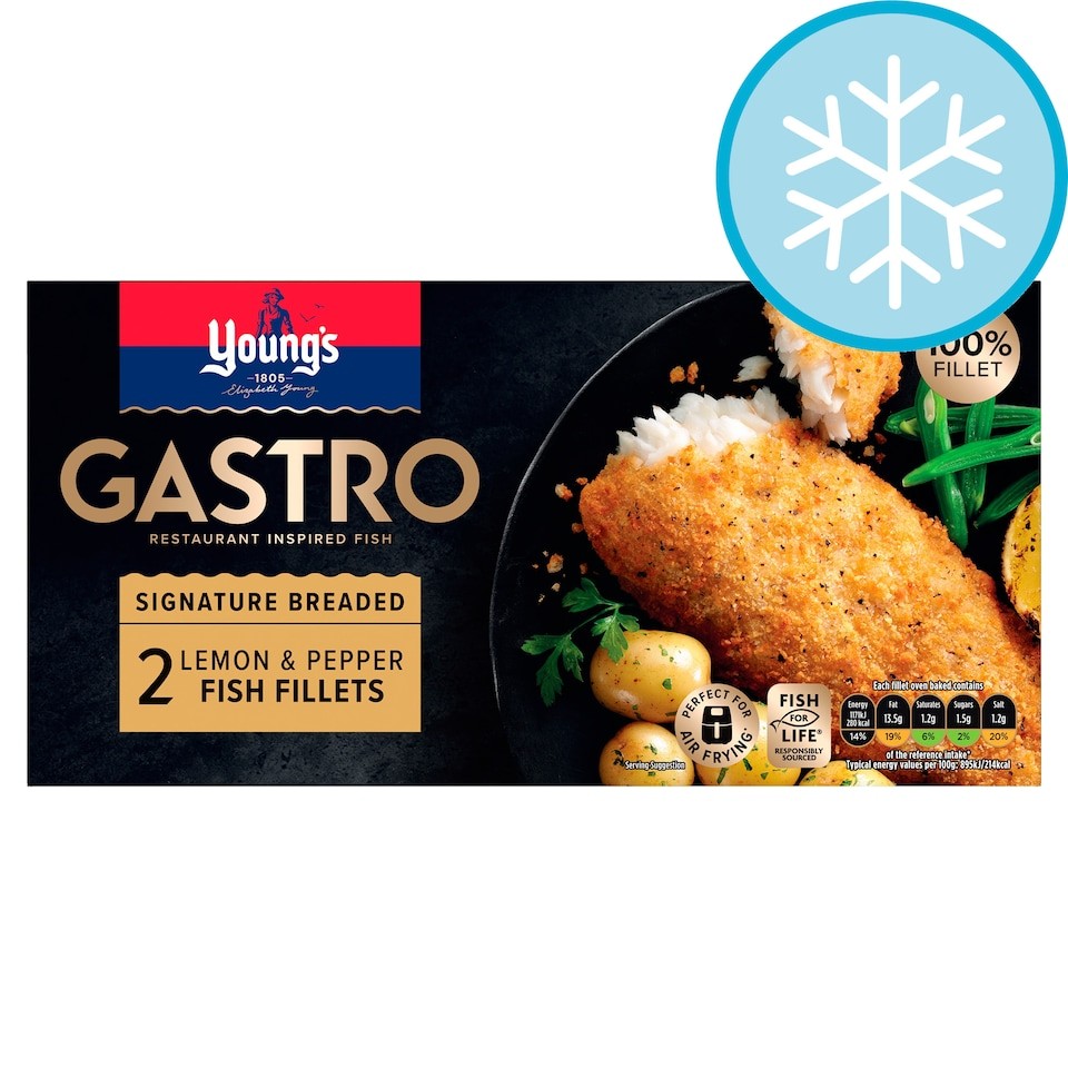 Youngs Gastro Signature Breaded Lemon & Pepper 2 Fish Fillets 270G