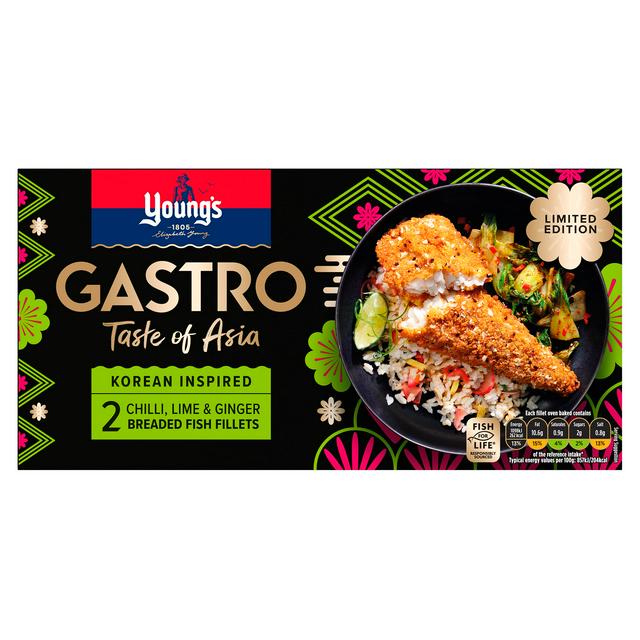 Young's Gastro Chilli, Lime & Ginger Breaded Fish Fillets, Limited Edition x2 270g