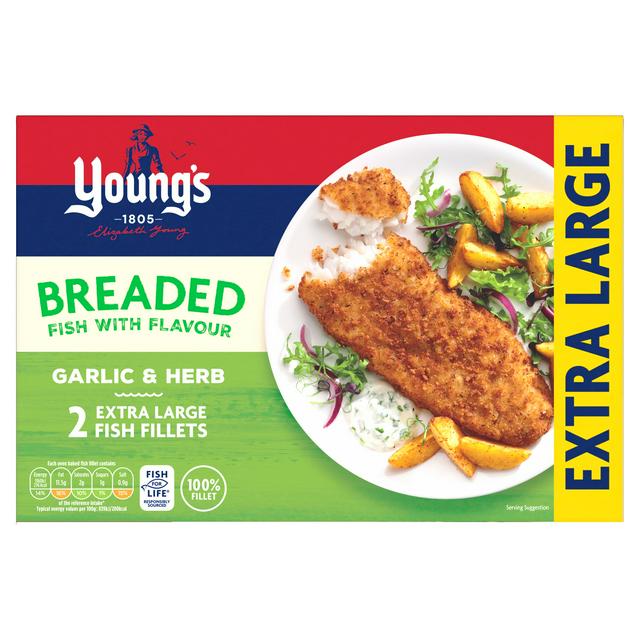 Young's Garlic & Herb Extra Large Fish Fillets x2 300g