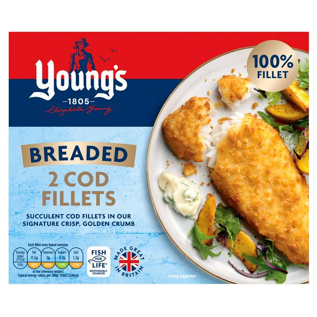 Young's 2 x Breaded Cod Fillets 200g
