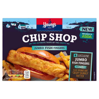 Young's Chip Shop 4 Jumbo Fish Fingers 100% Fillets 320g