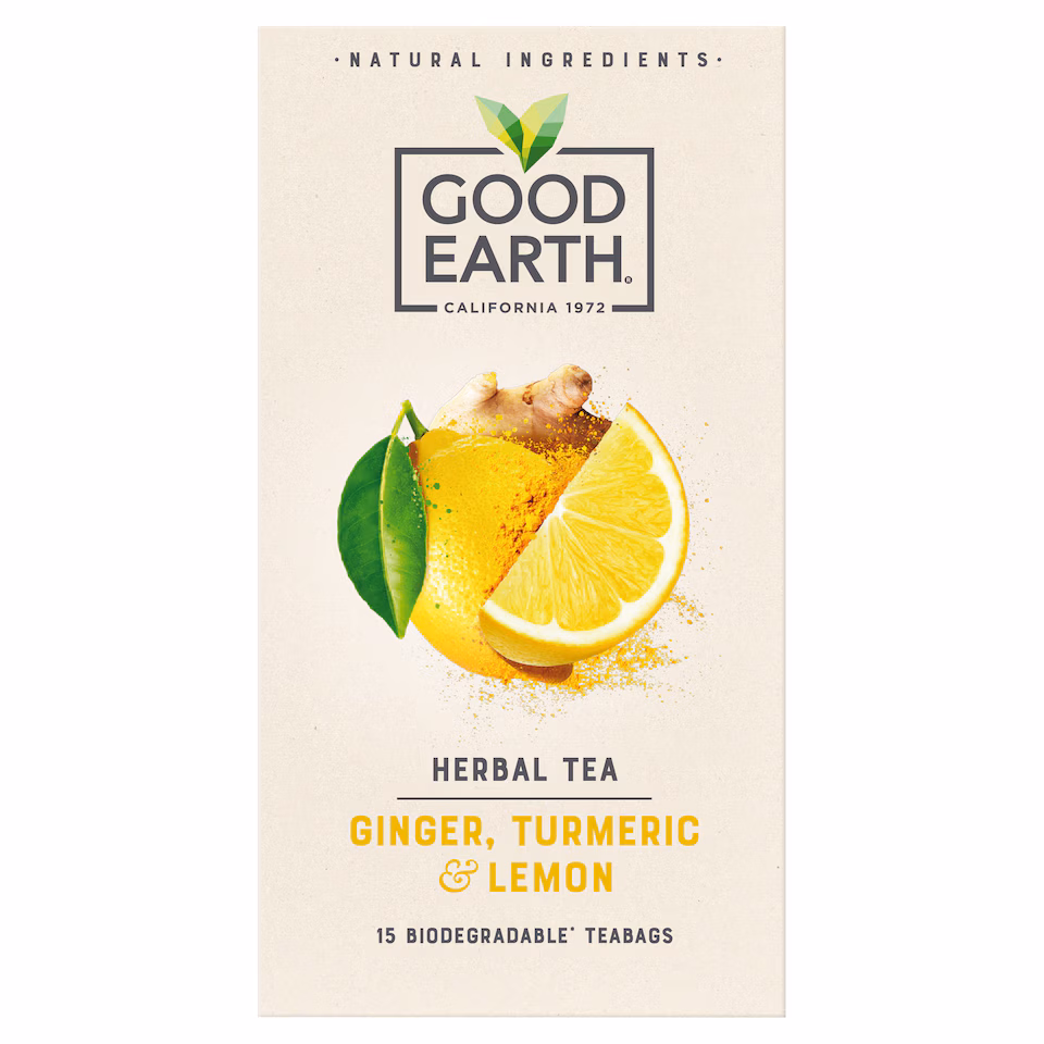 Good Earth Herbal Tea Lemon, Ginger & Turmeric 15 Tea Bags 42g