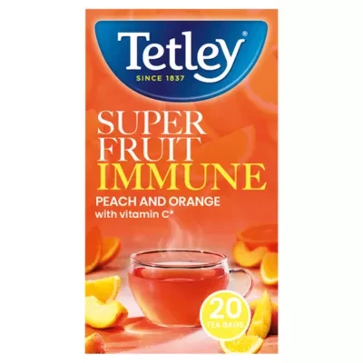 Tetley Super Fruit Immune Peach and Orange 20 Tea Bags 40g