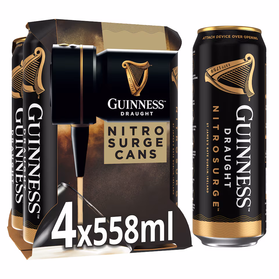Guinness Draught Nitrosurge Stout Beer Can 4.1% Vol 4x558ml