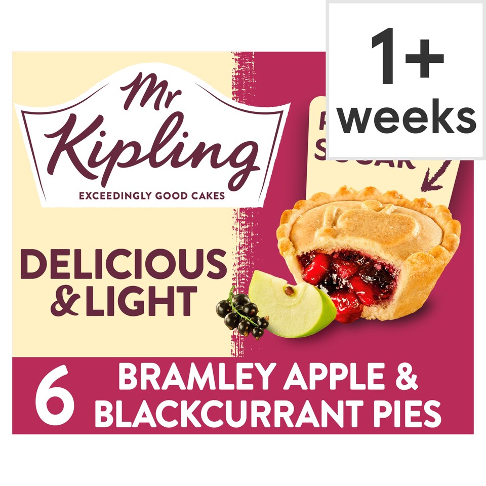 Mr Kipling Bramley Apple & Blackcurrant Pie 30% Less Sugar 6 Pack