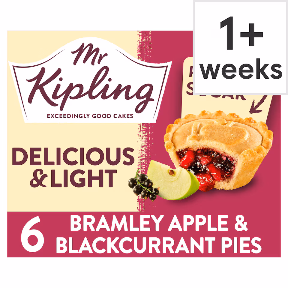Mr Kipling Bramley Apple & Blackcurrant Pie 30% Less Sugar 6 Pack