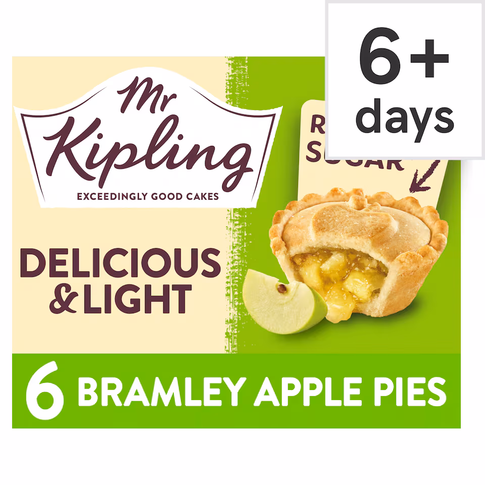 Mr Kipling Reduced Sugar Bramley Apple Pies 6 Pack