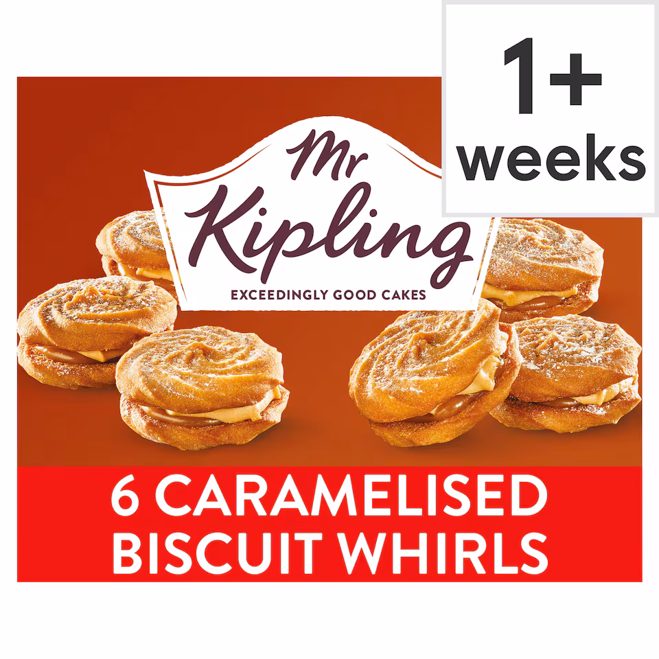 Mr Kipling Caramelised Biscuit Viennese Whirls Cakes 6 pack