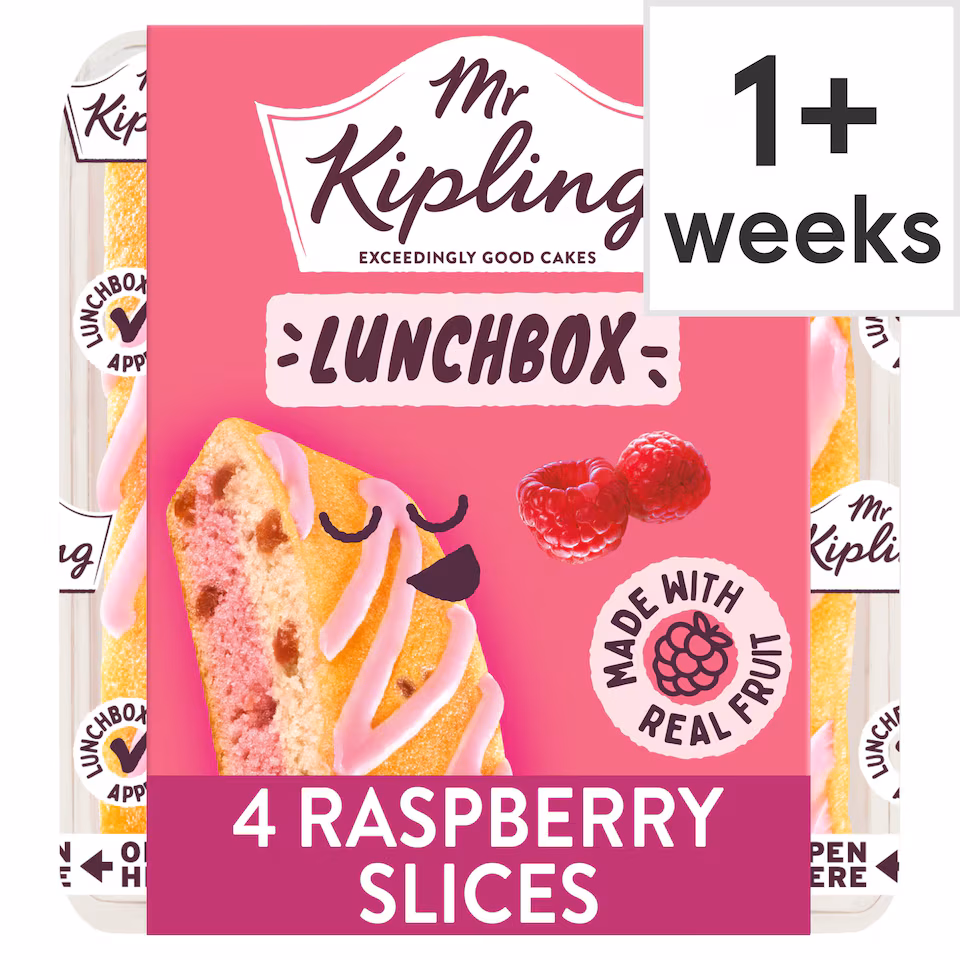 Mr Kipling Raspberry Lunchbox Cake Slices 4 pack