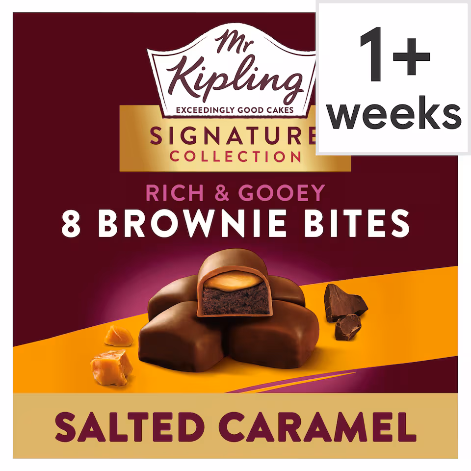 Mr Kipling Signature collection 8 Rich & Gooey salted caramel Brownie Bites