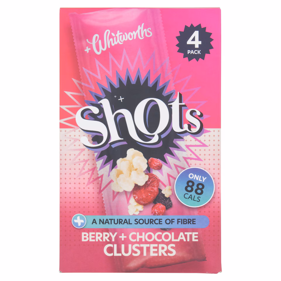 Whitworths Berry + Chocolate Clusters Shots 4 x 25g