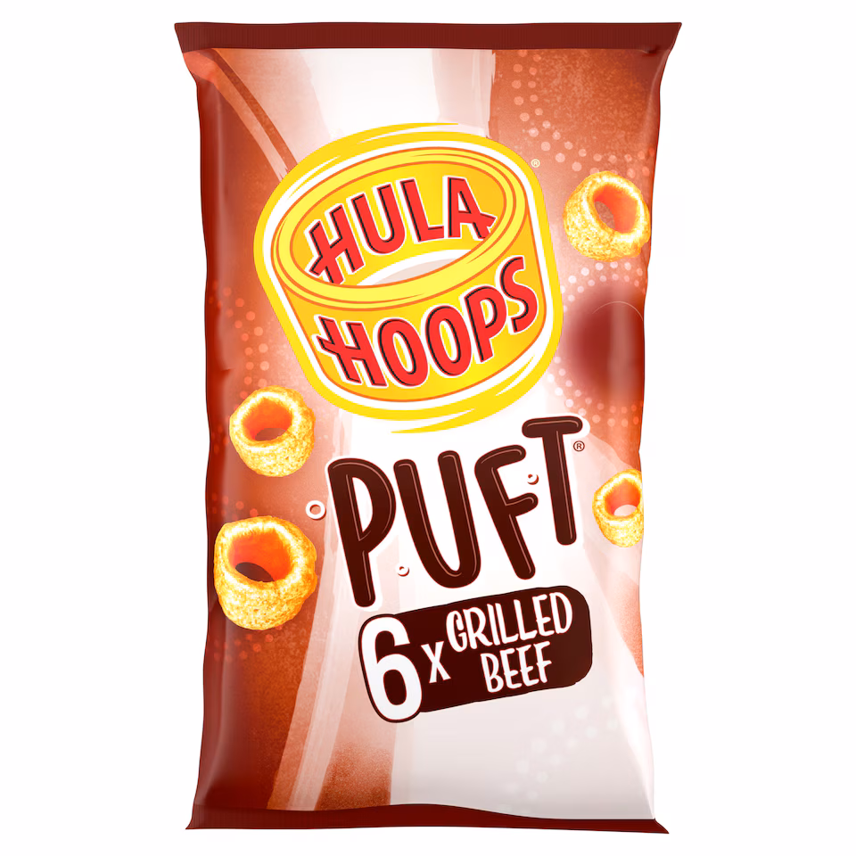 Hula Hoops Puft Grilled Beef Multipack Crisps 6x15g