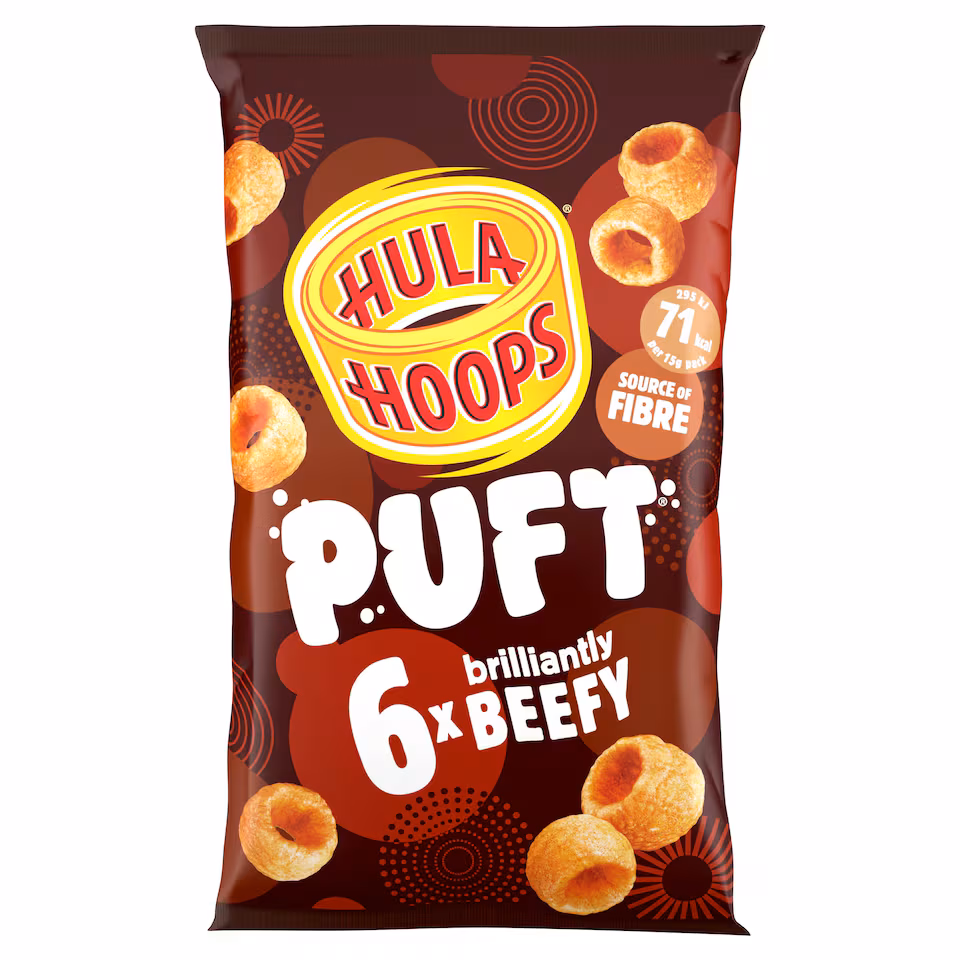Hula Hoops Puft Grilled Beef Multipack Crisps 6x15g