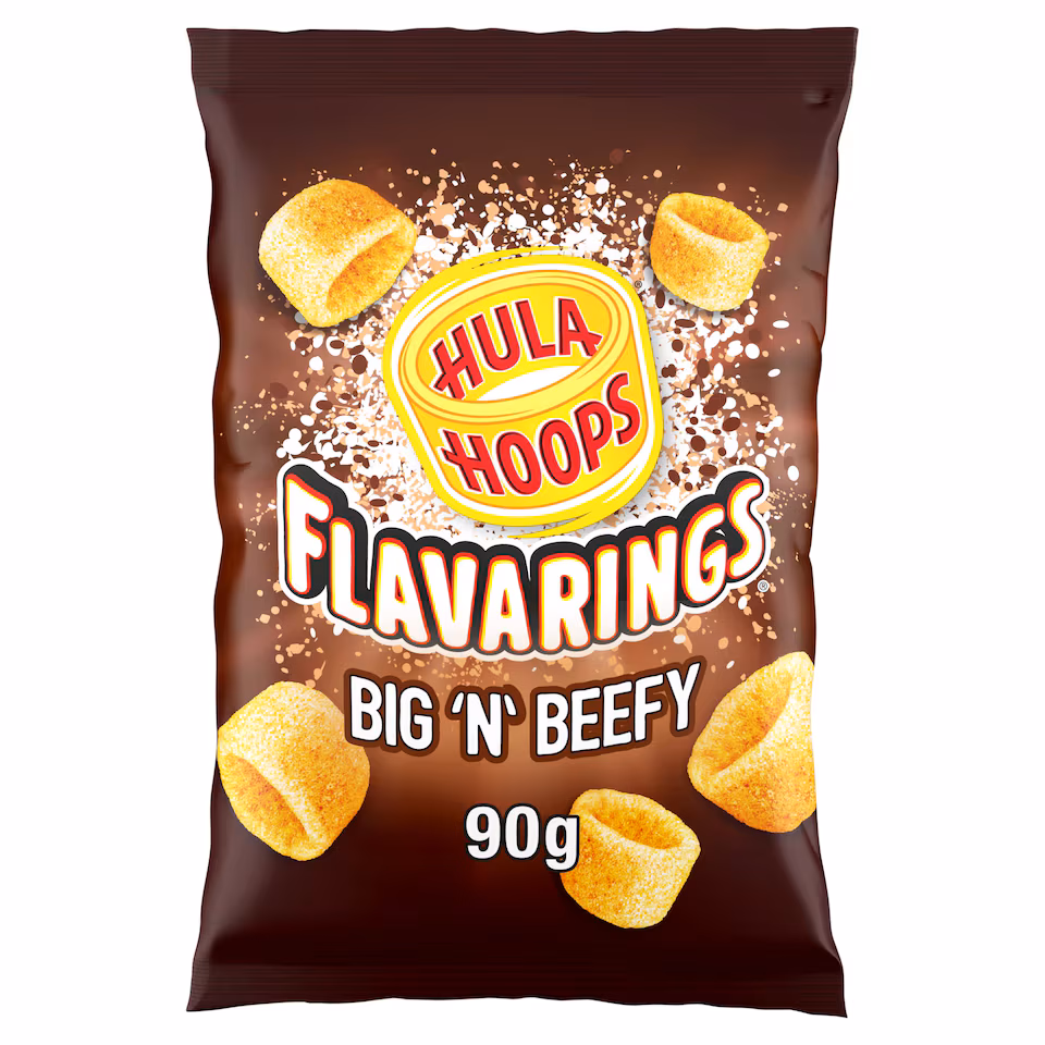 " Hula Hoops Flavarings Big'N'Beefy Sharing Crisps 90g"