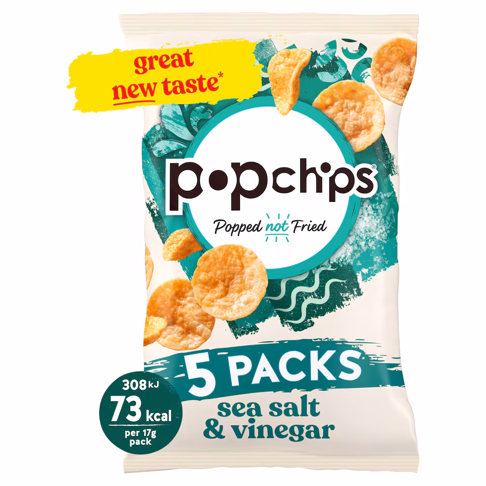 Popchips Sea Salt & Vinegar Multipack Crisps 5x17g