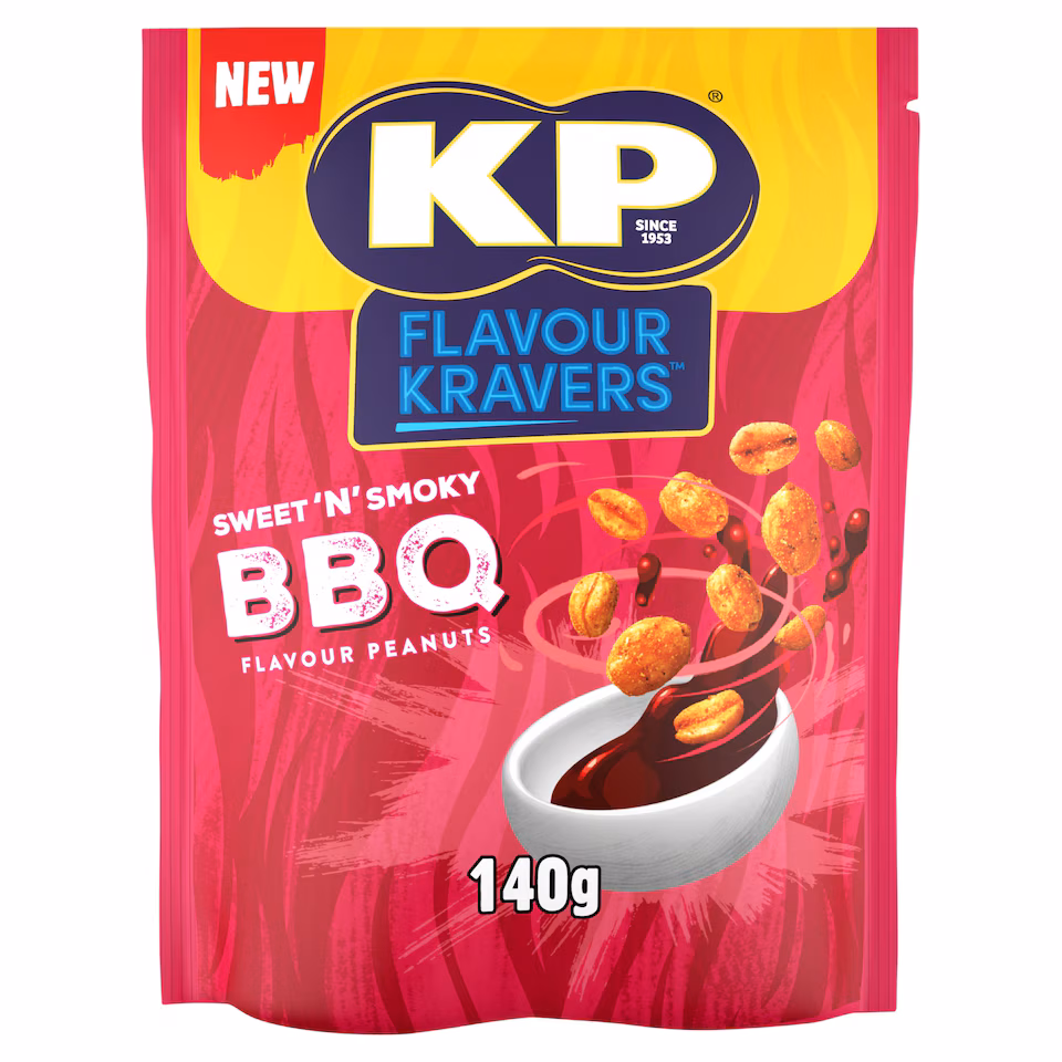 KP Flavour Kravers Peanuts - Sweet 'N' Smoky BBQ 140g