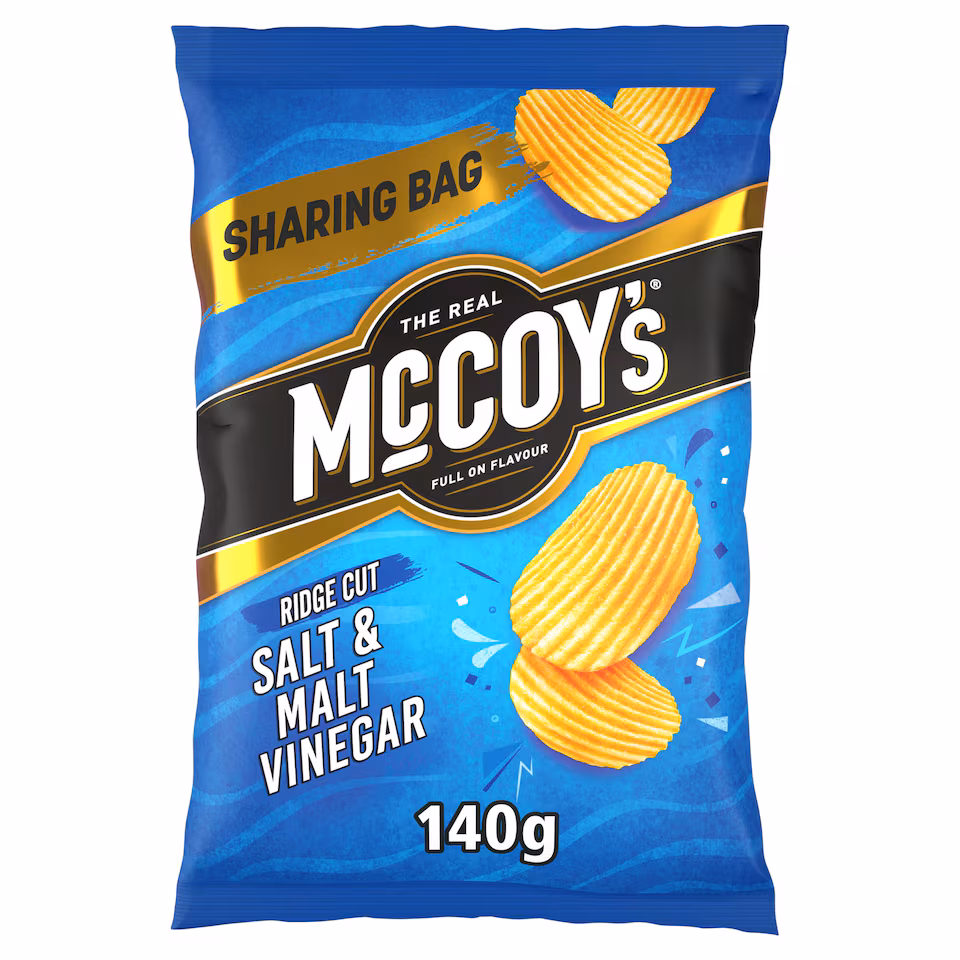 McCoy's Salt & Malt Vinegar Sharing Crisps 140g