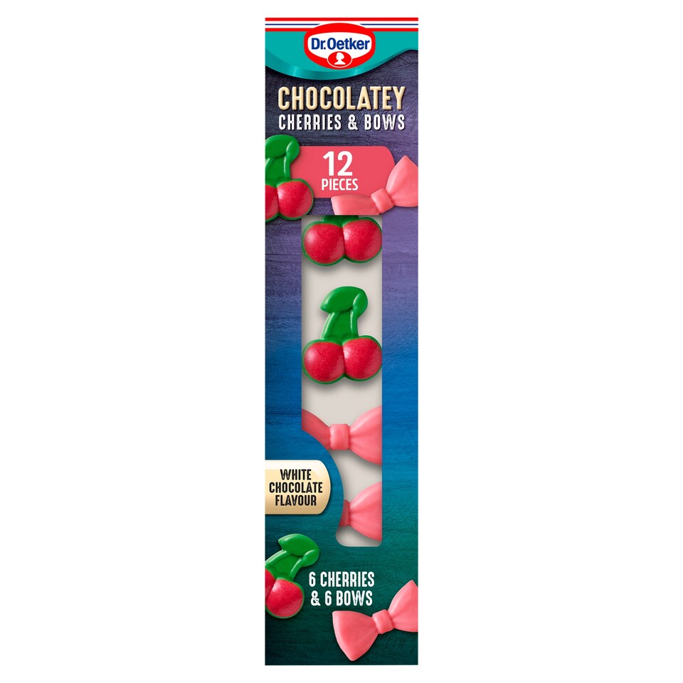 Dr. Oetker Chocolatey Cherries & Bows White Chocolate Flavour 12 pieces 18g