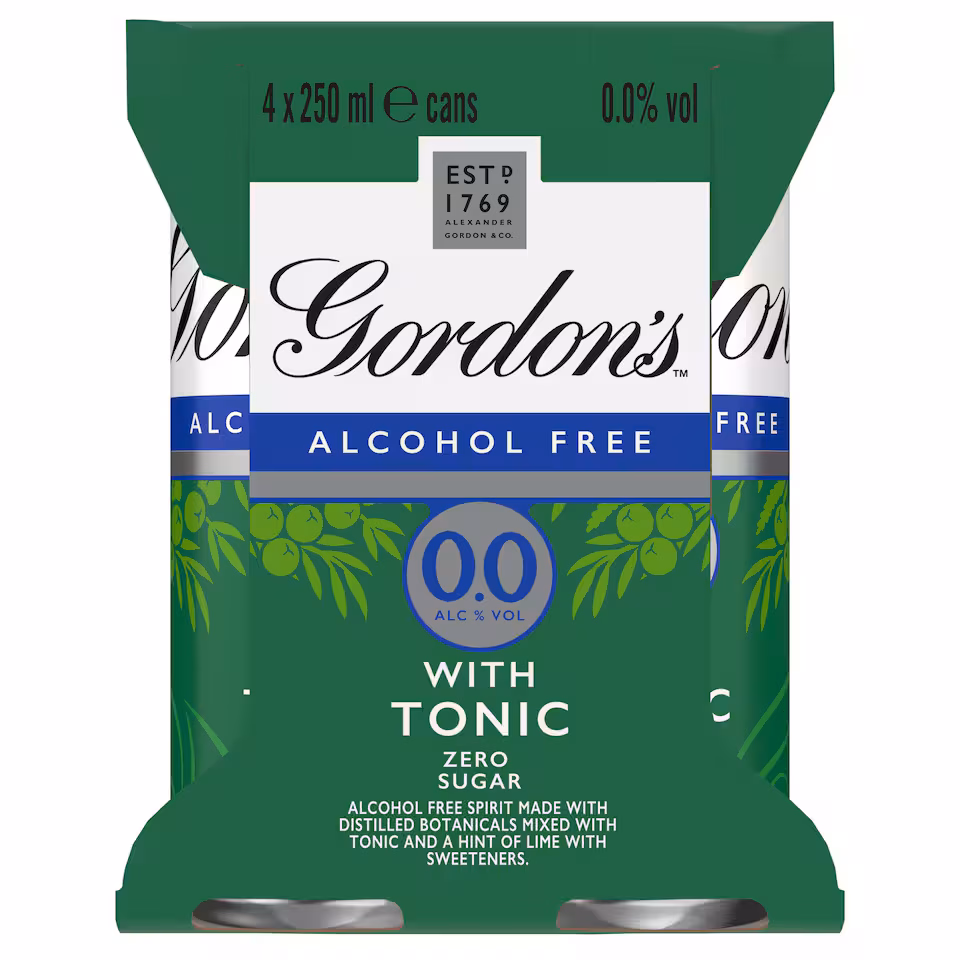 Gordon's Alcohol Free Spirit & Tonic with Lime Can 0% Vol 4x250ml
