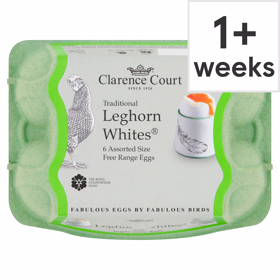 Clarence Court Traditional Leghorn Whites Free Range Eggs 6 Pack
