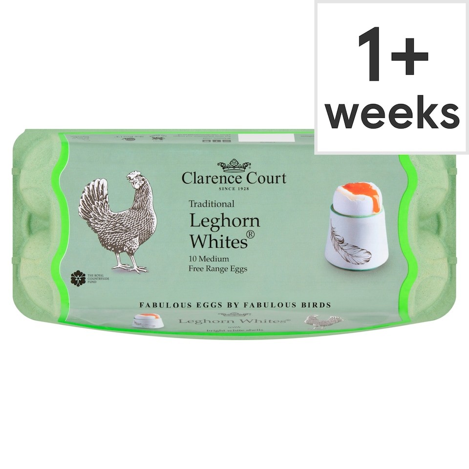 Clarence Court Leghorn White 10 Medium Free Range Eggs
