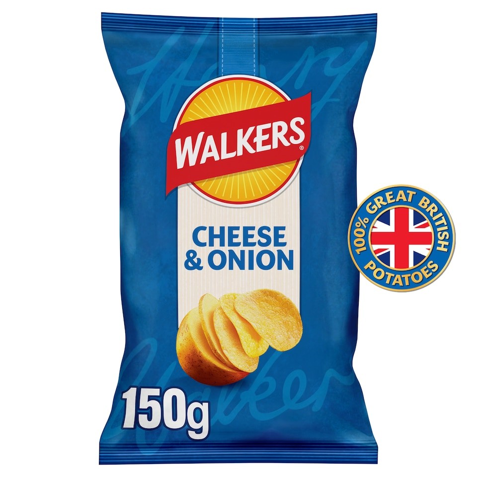 Walkers Glorious Cheese & Onion Flavour Potato Crisps 150g