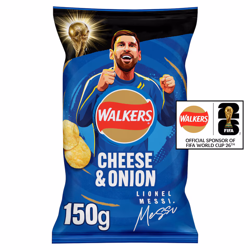 Walkers Glorious Cheese & Onion Flavour Potato Crisps 150g