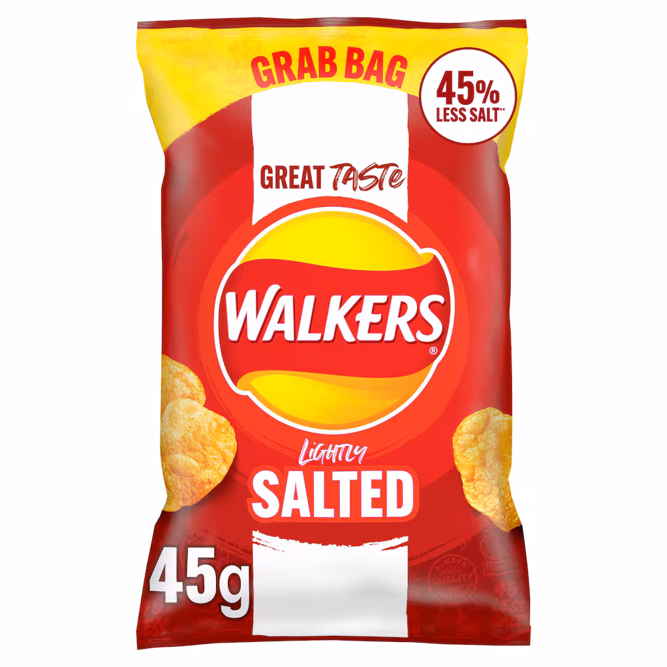 Walkers Lightly Salted Less Salt Grab Bag Crisps 45g
