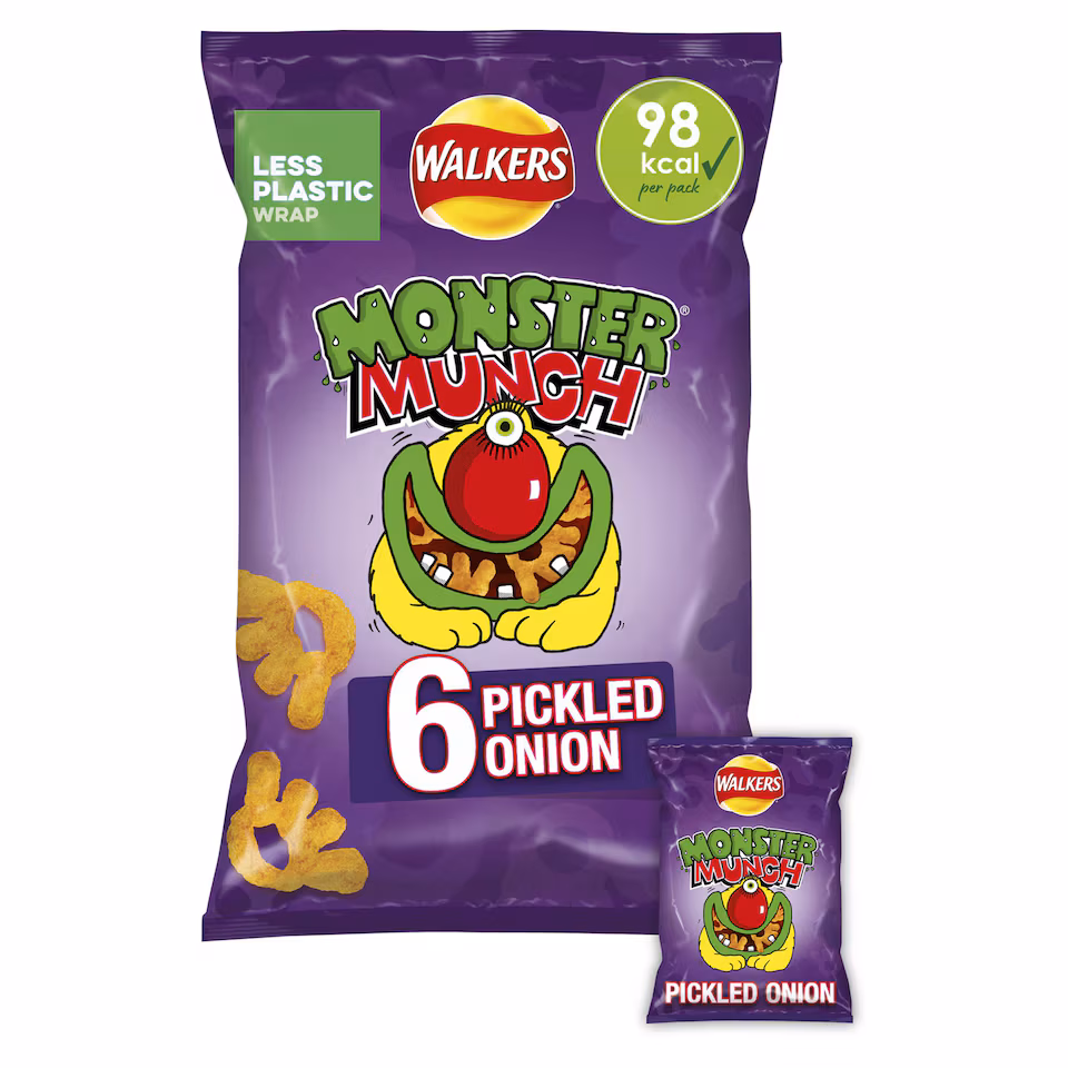 Walkers Monster Munch Pickled Onion Multipack Crisps 6x20g
