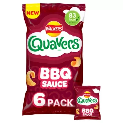 Walkers Quavers BBQ Sauce Multipack Snacks Crisps 6x16g