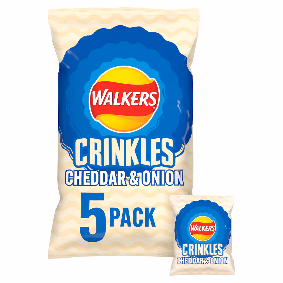 Walkers Crinkles Cheddar Cheese & Onion Crisps 5 X 23G