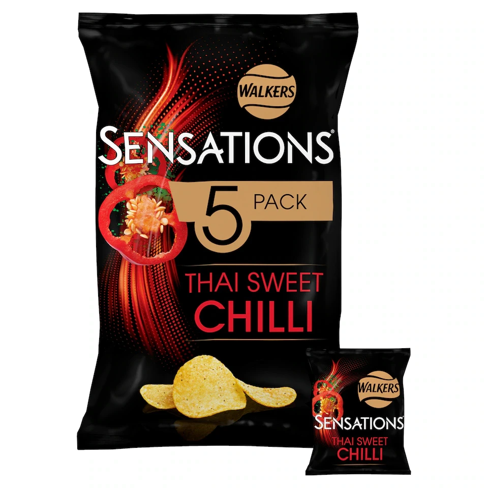 Walkers Sensations Multipack Crisps - Thai Sweet Chilli 5x25g