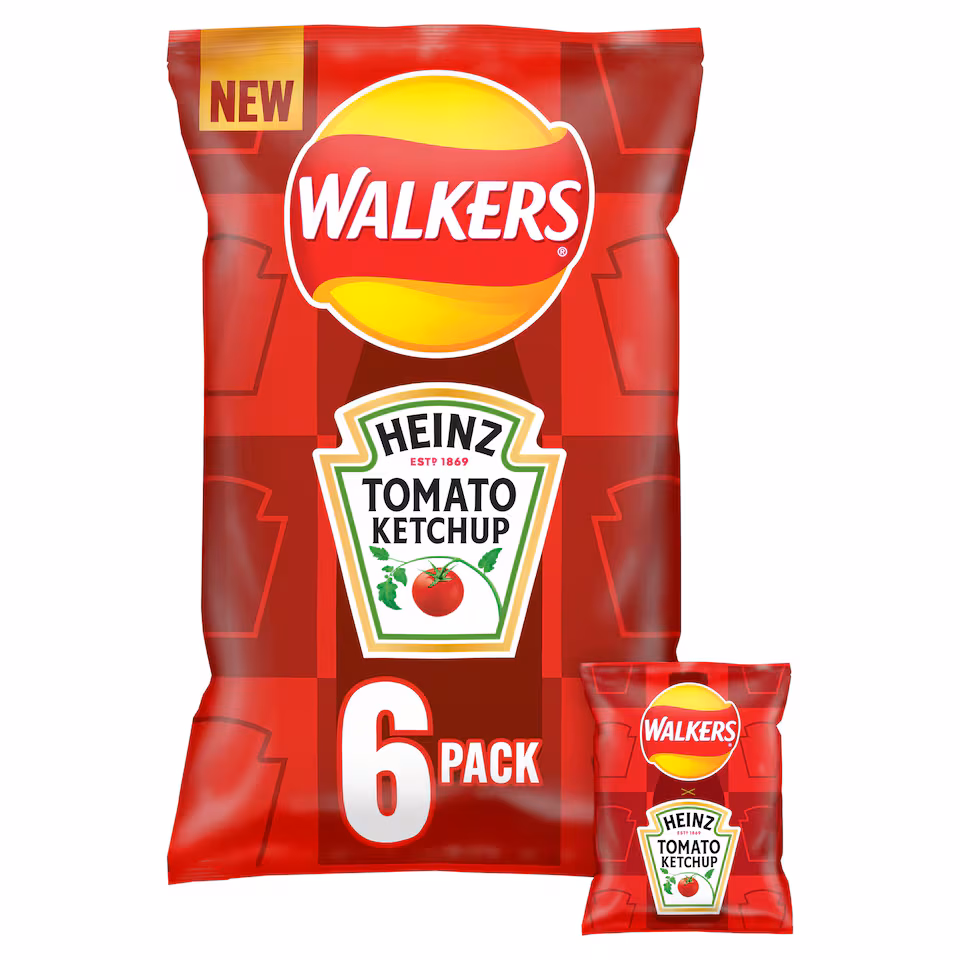 Walkers Heinz Tomato Ketchup Multipack Crisps 6x25g