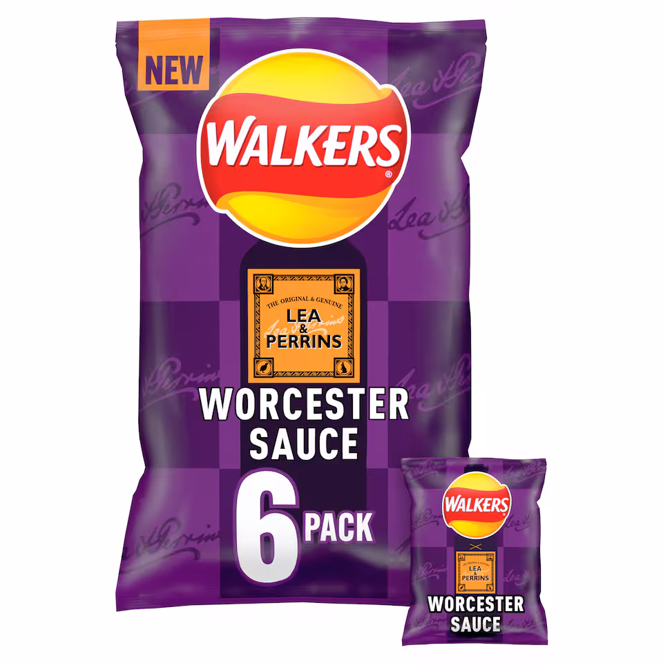 Walkers Lea & Perrins Worcestershire Sauce Multipack Crisps 6x25g
