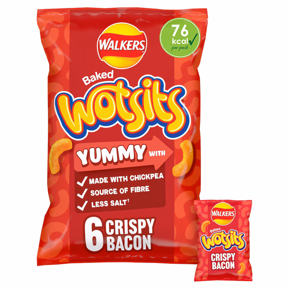 Walkers Wotsits Crispy Bacon Multipack Crisps 6 x 16g