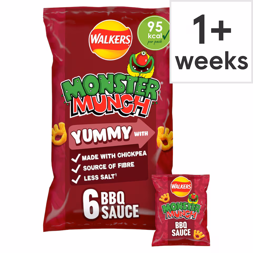 Walkers Monster Munch BBQ Sauce Multipack Crisps 6 x 20g