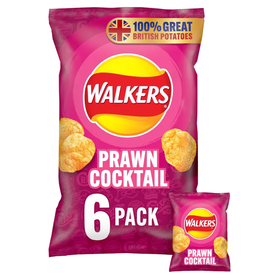 Walkers Prawn Cocktails Multipack Crisps 6 x 25g