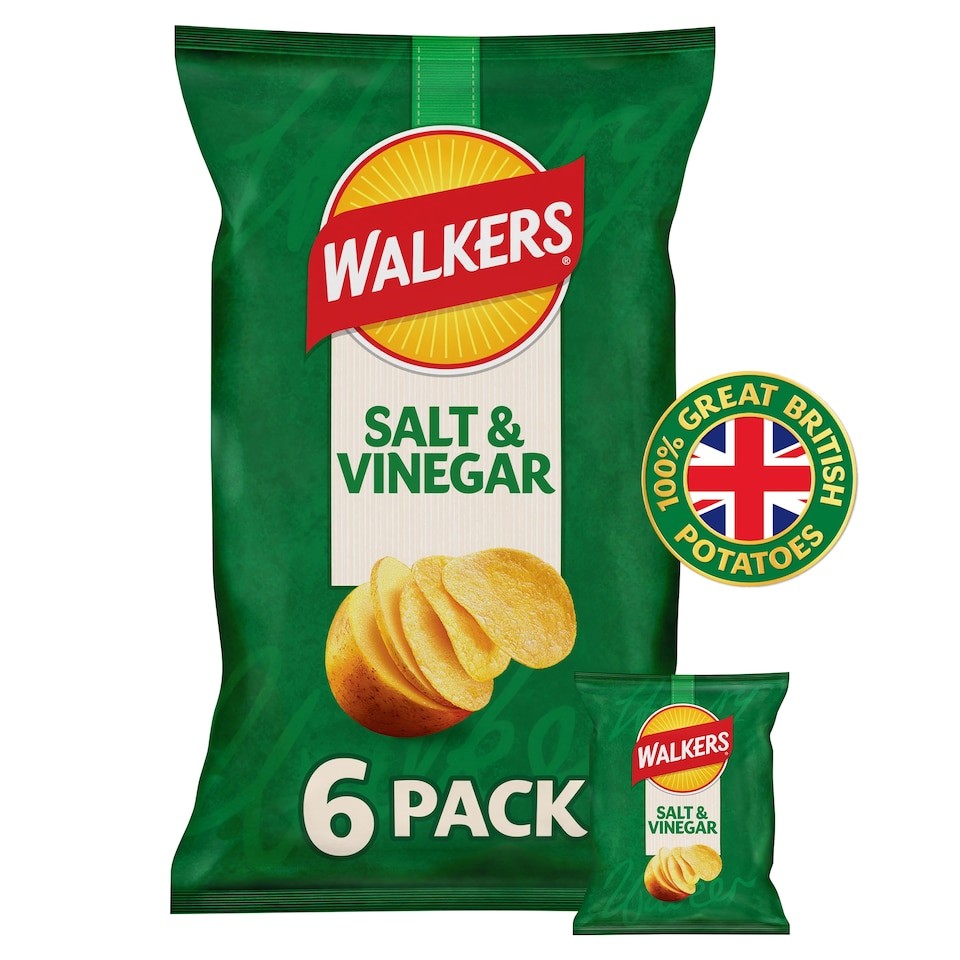 Walkers Salt & Vinegar Multipack Crisps 6 x 25g
