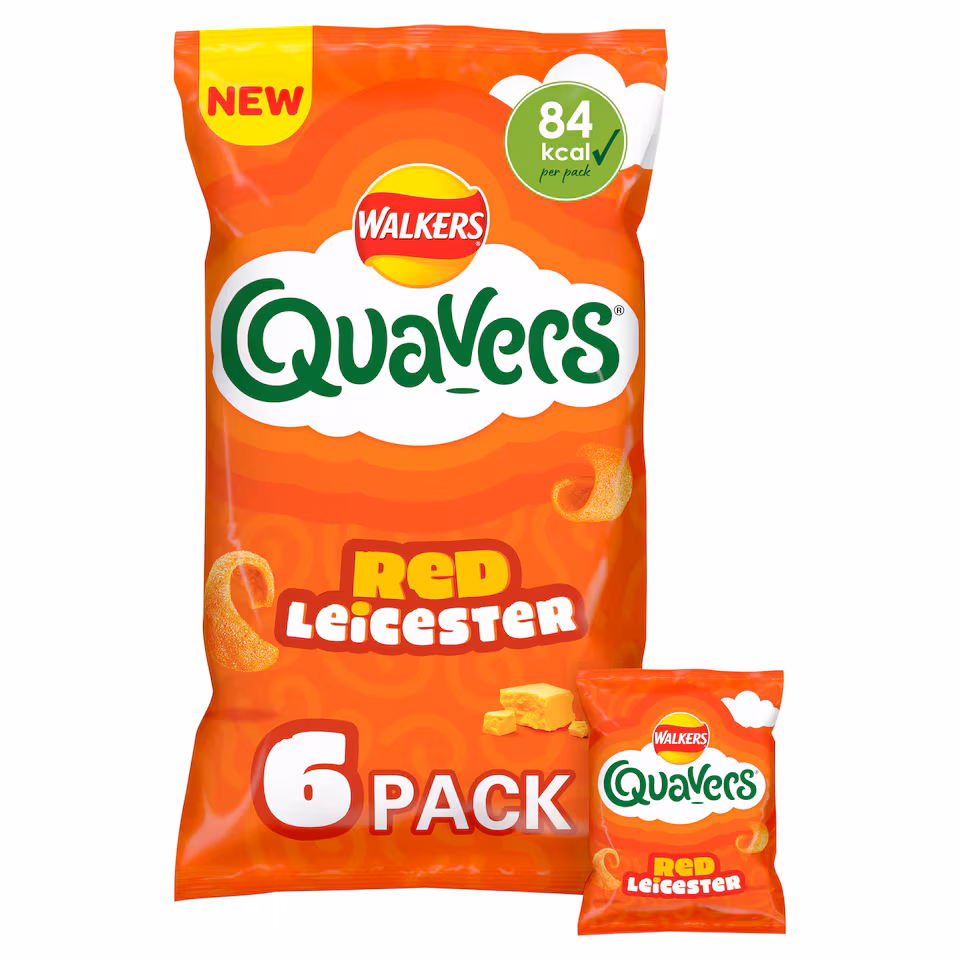 Walkers Quavers Red Leicester Multipack Crisps 6 x 16g