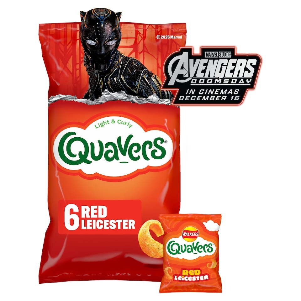 Walkers Quavers Red Leicester Multipack Crisps 6 x 16g