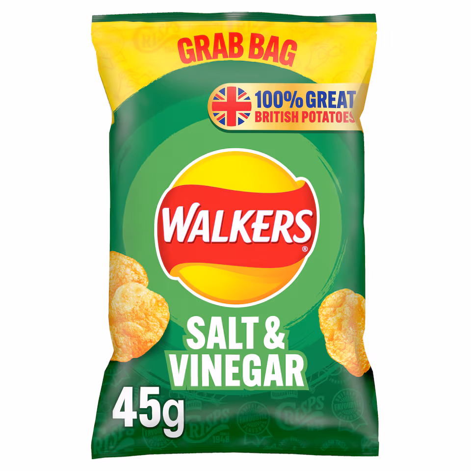 Walkers Salt & Vinegar Grab Bag Crisps 45g