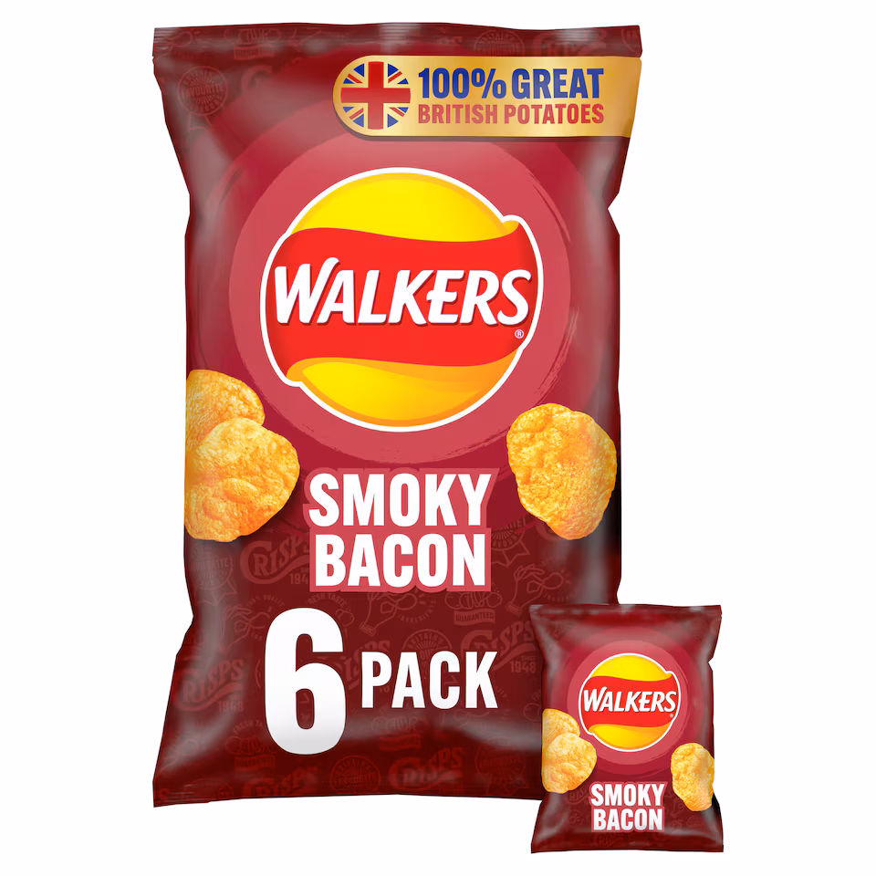 Walkers Smokey Bacon Multipack Crisps 6 x 25g